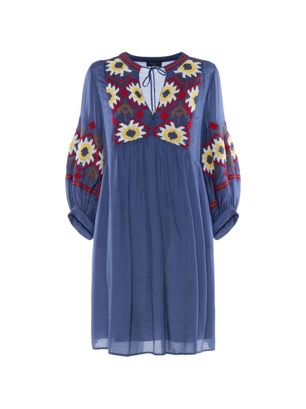 Nenette embroidered balloon-sleeve mini dress