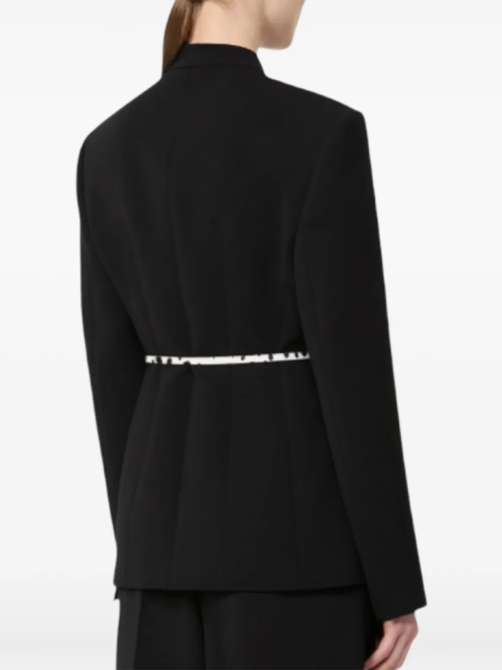 Max Mara Jack met ceintuur en dubbele rij knopen Zwart
