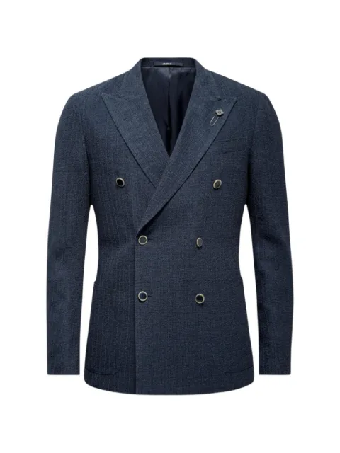 Lardini double-breasted slub-texture blazer