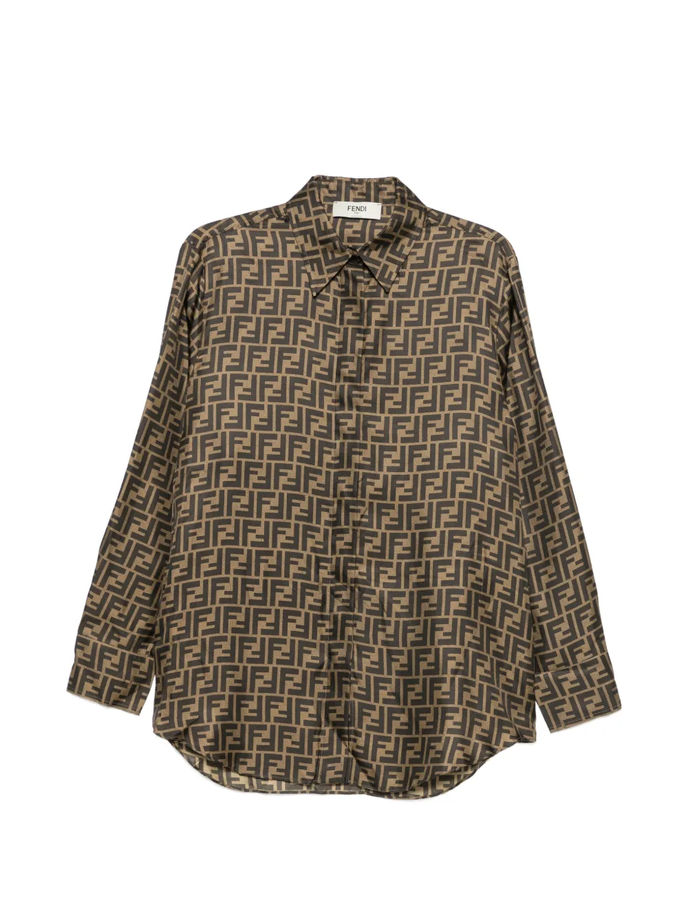FENDI Camicia con logo - Marrone