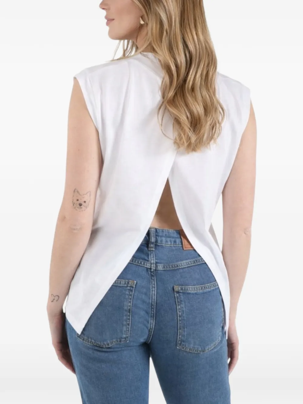 DONDUP Mouwloos T-shirt met open rug Wit