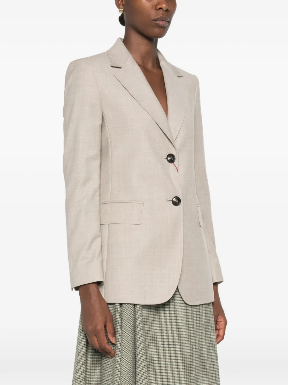 Max Mara Single-breasted Notched-lapel Blazer In Neutral
