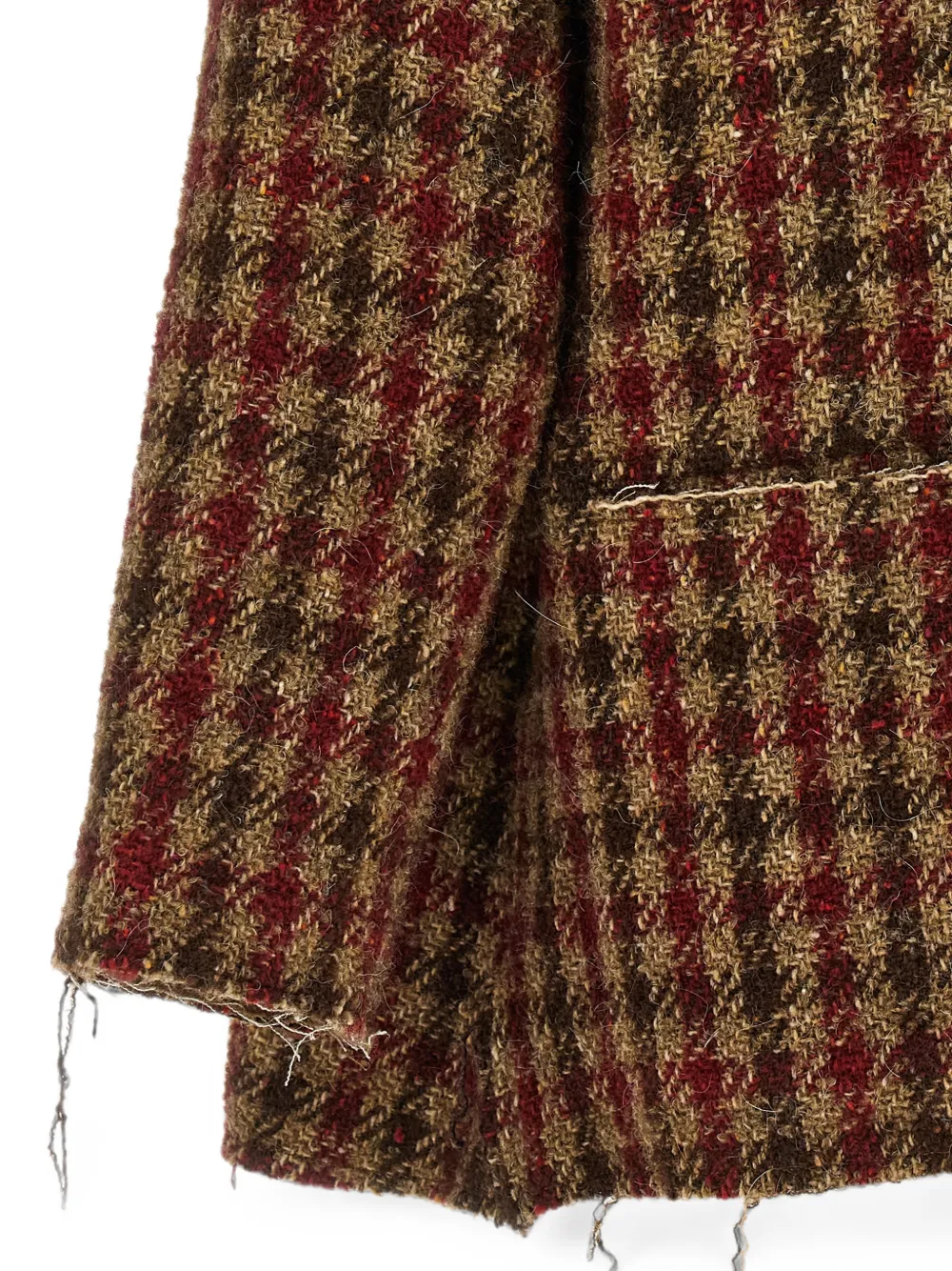 R13 Geruit jack met capuchon en pied-de-poule print Bruin