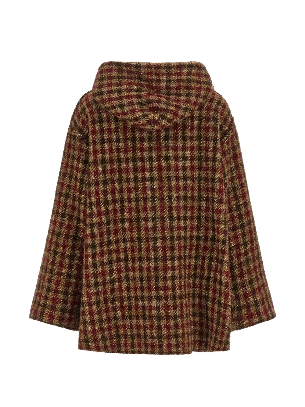 R13 Geruit jack met capuchon en pied-de-poule print Bruin