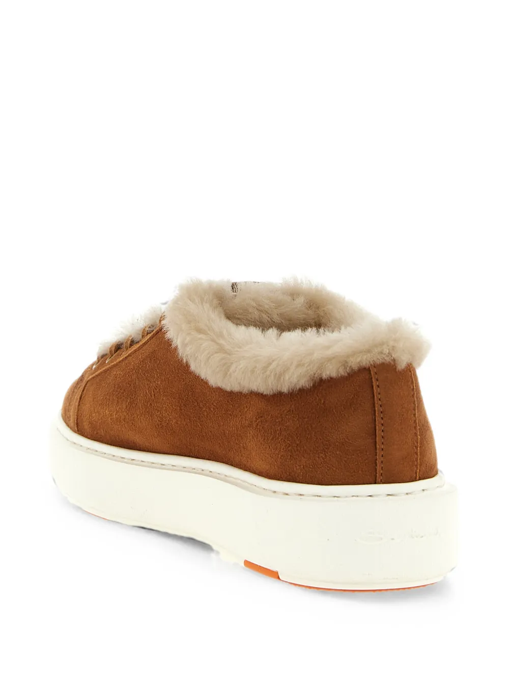 Santoni Cleanmount sneakers met lammy afwerking Bruin