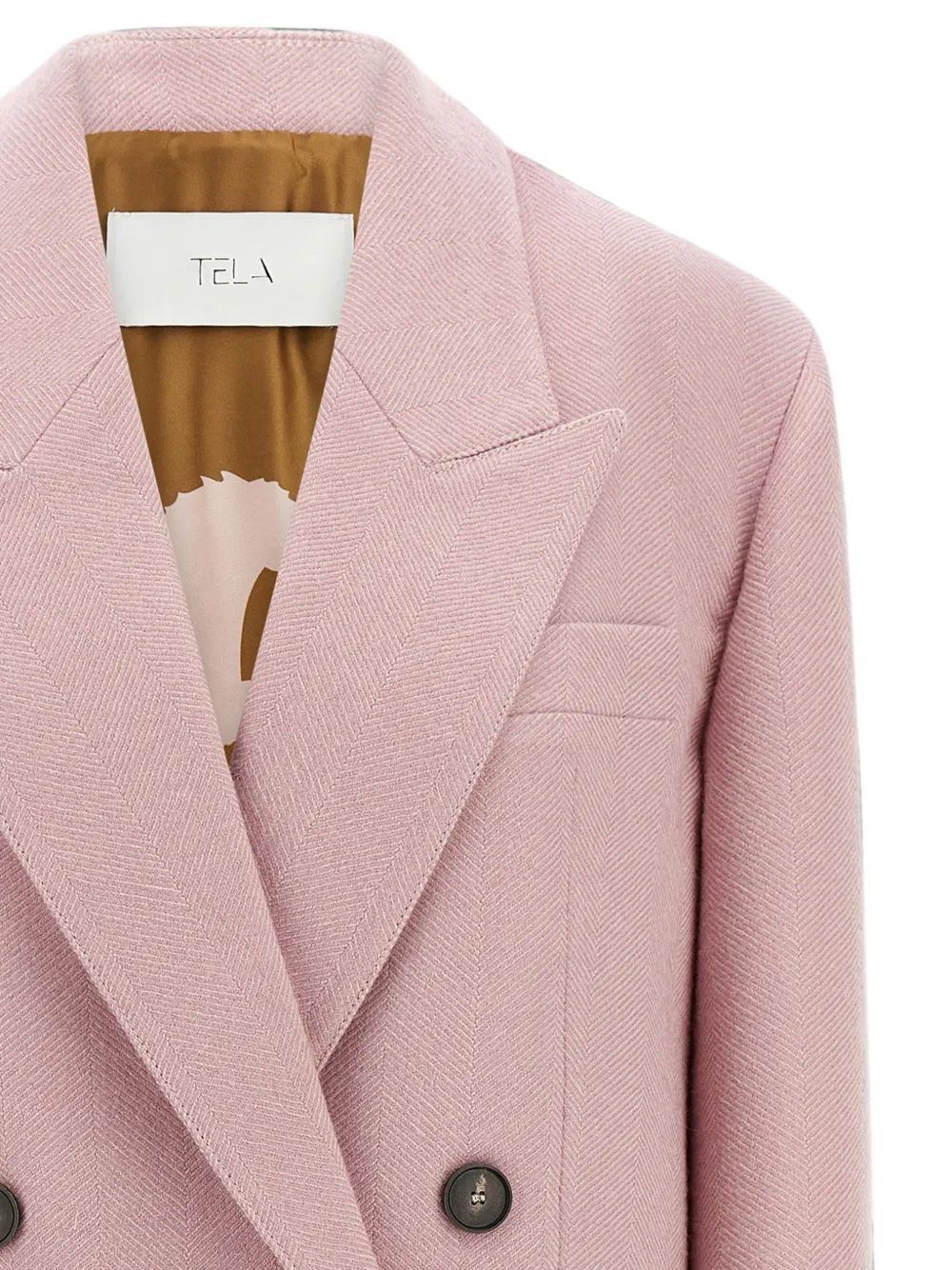 Tela Nomade geweven blazer met dubbele rij knopen en visgraatpatroon Roze
