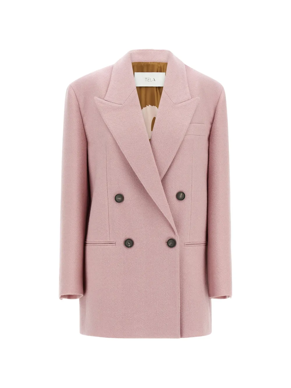 Tela Nomade herringbone-weave double-breasted blazer - Rosa