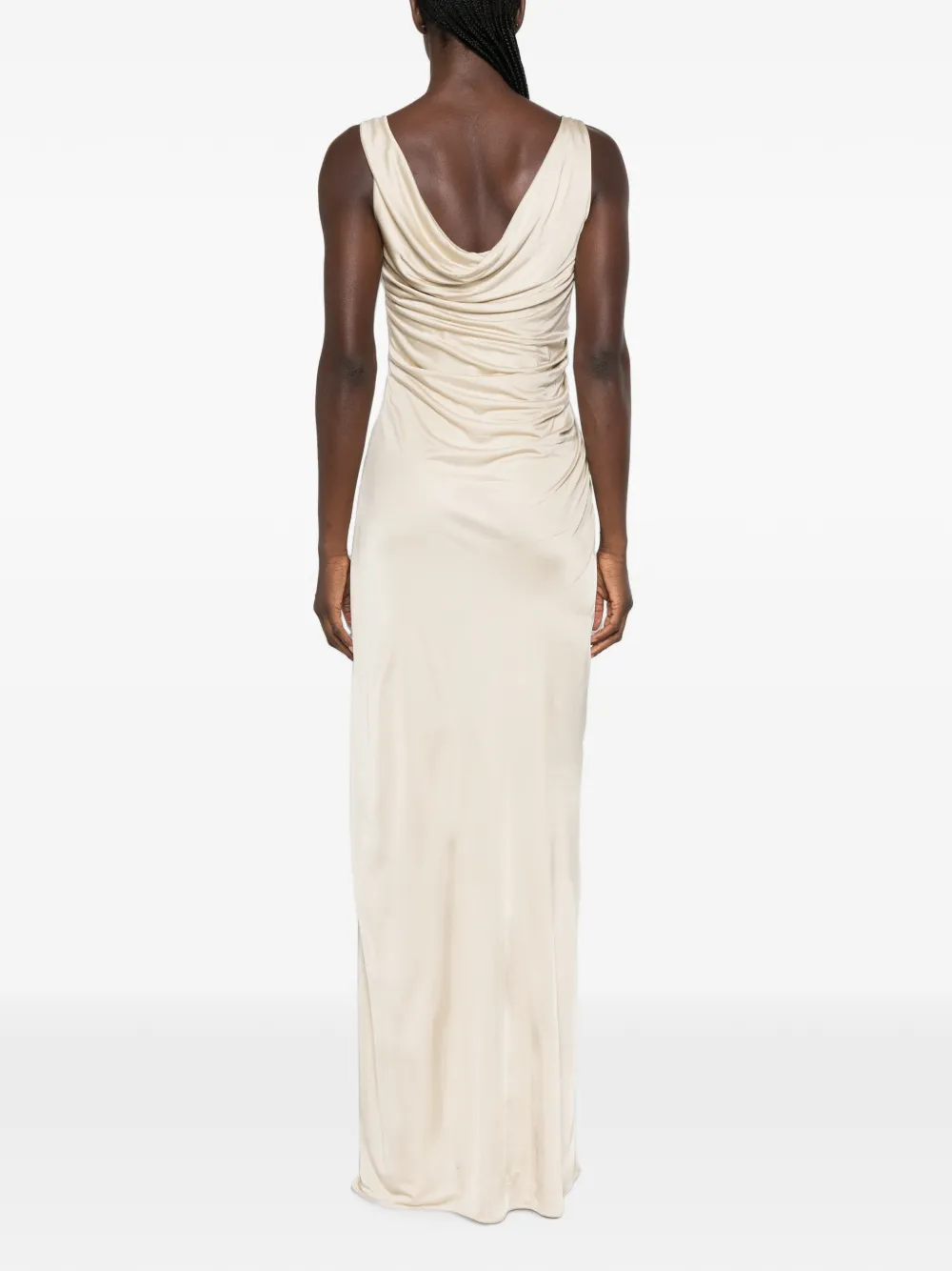 Versace Maxi-jurk met ruches Beige
