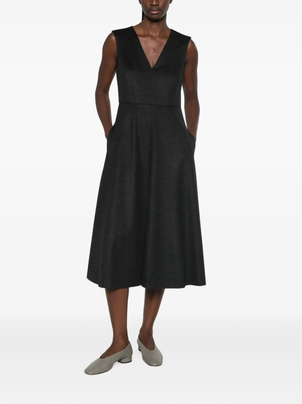 Max Mara Curva mouwloze midi-jurk Grijs
