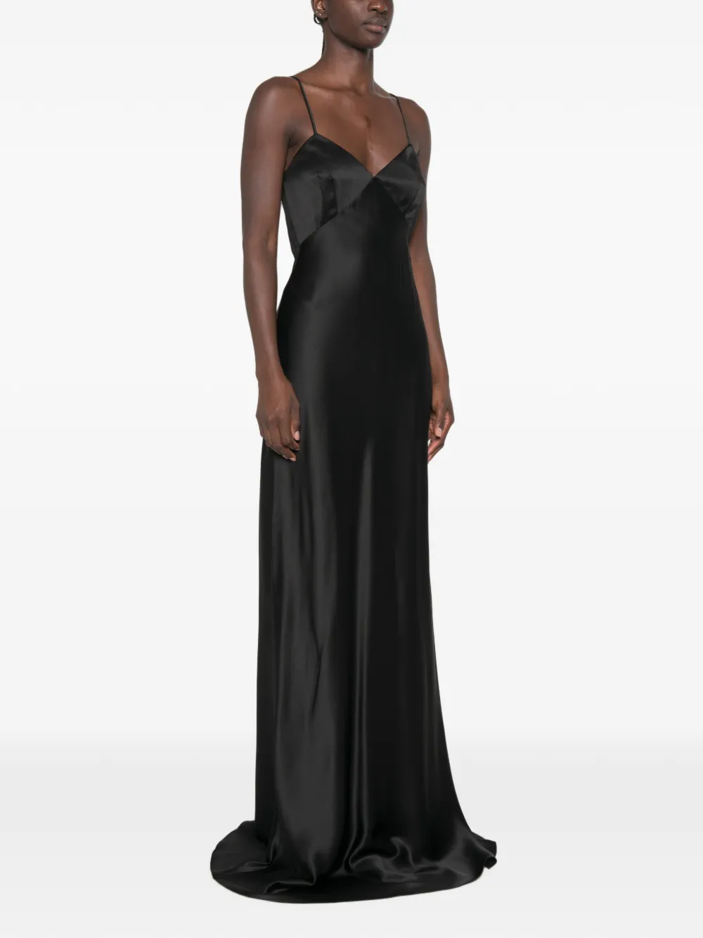 Max Mara satin-finish back-cutout dress - Schwarz