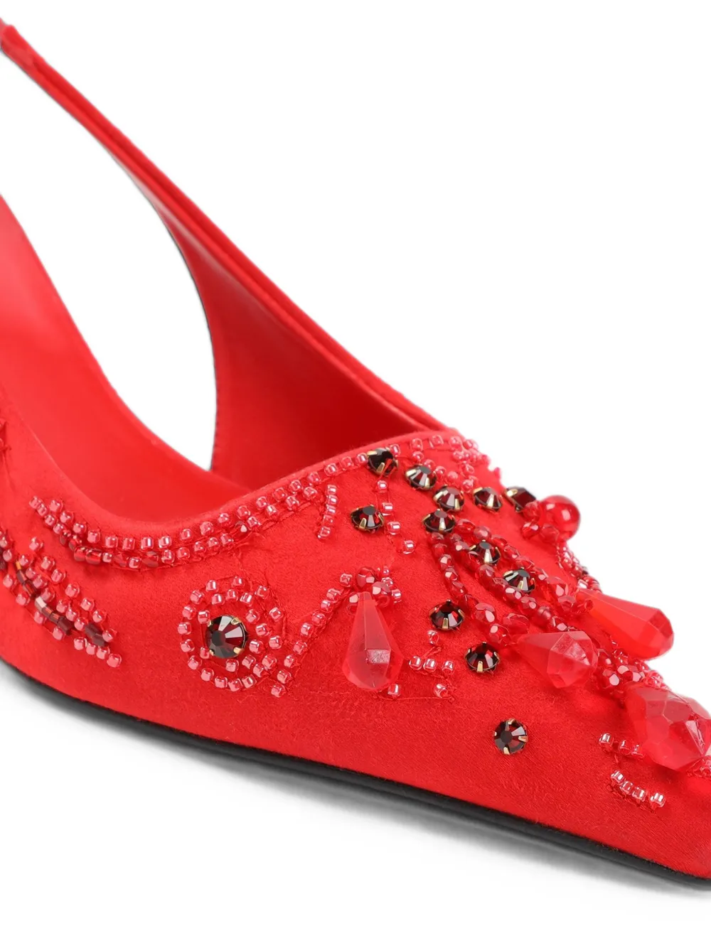 Prada embroidered satin slingback pumps Rood