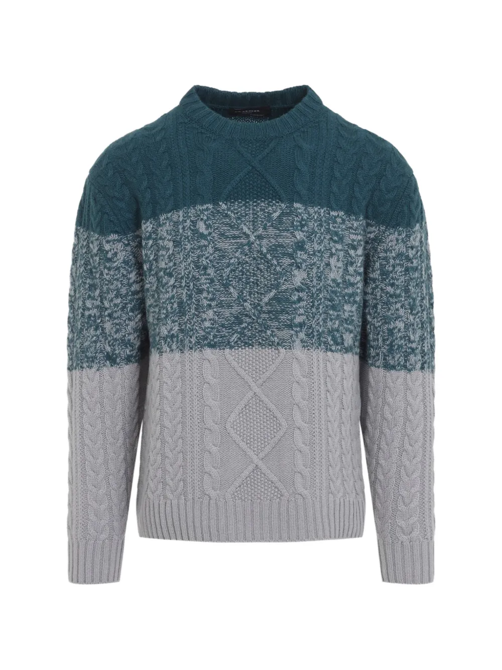Kiton Kabelgebreide trui met colourblocking Blauw