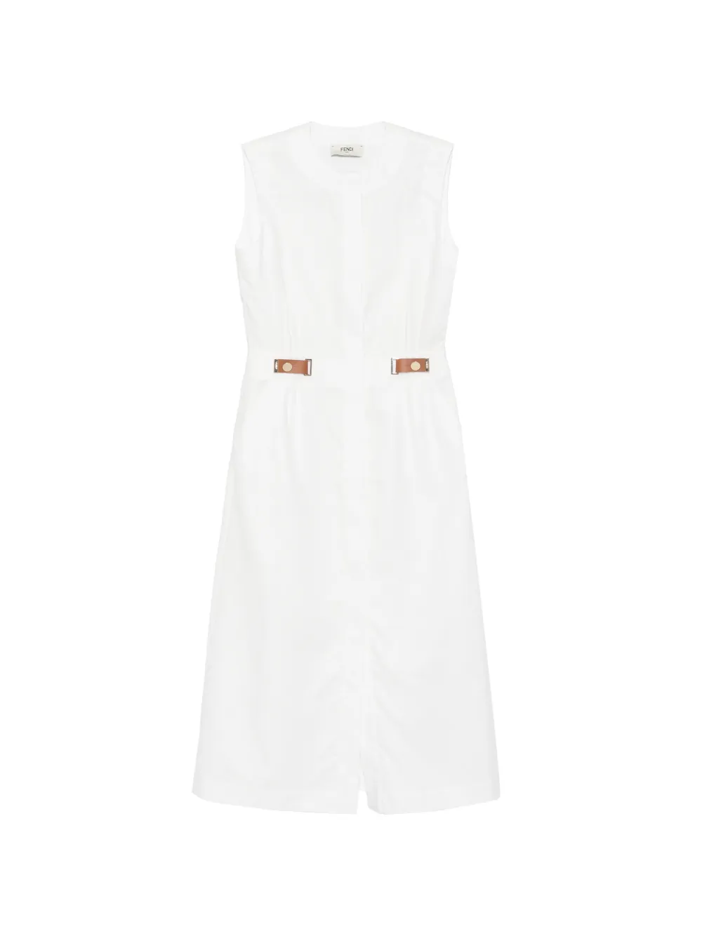 FENDI Abito midi smanicato con cintura in vita - Bianco