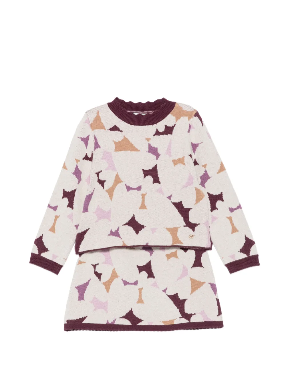 Abel & Lula abstract-pattern knit skirt set - Tons neutres Abel & Lula abstract-pattern knit skirt set - Tons neutres