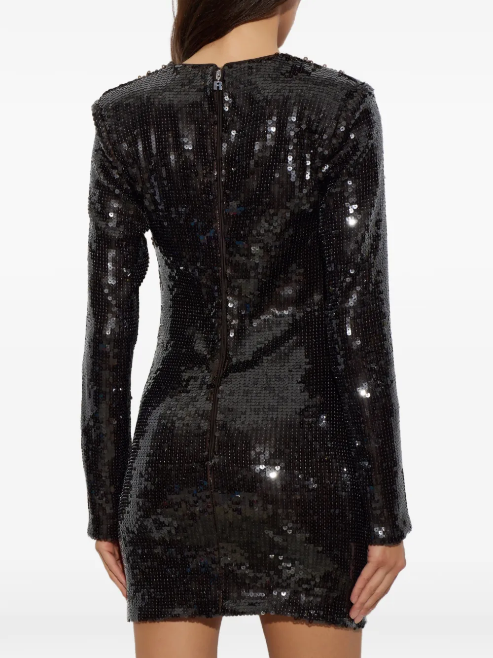 ROTATE BIRGER CHRISTENSEN Jurk met pailletten en bloemapplicatie Zwart