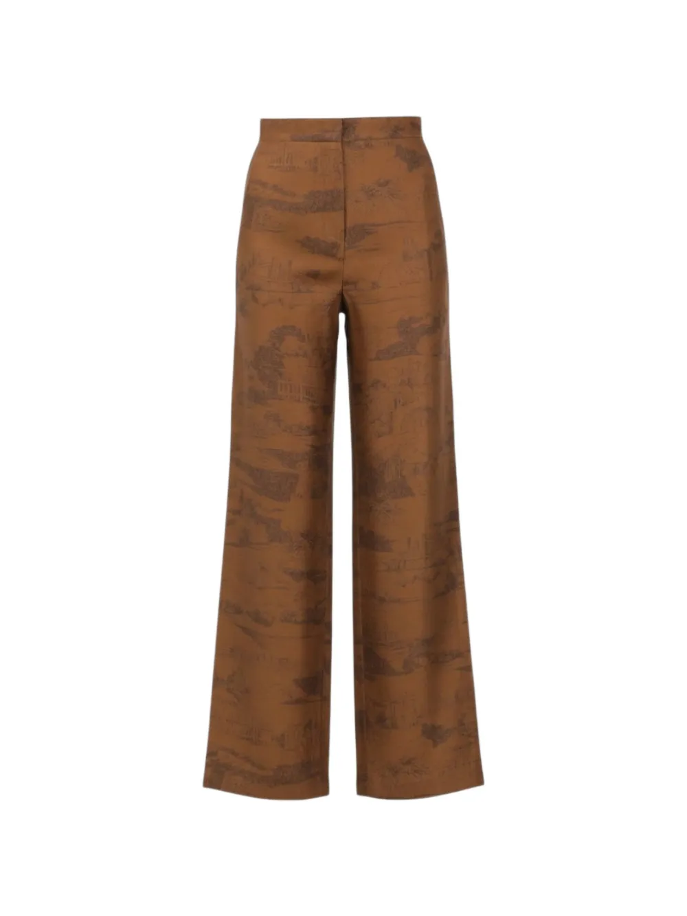 Max Mara all-over print silk trousers - Marrone