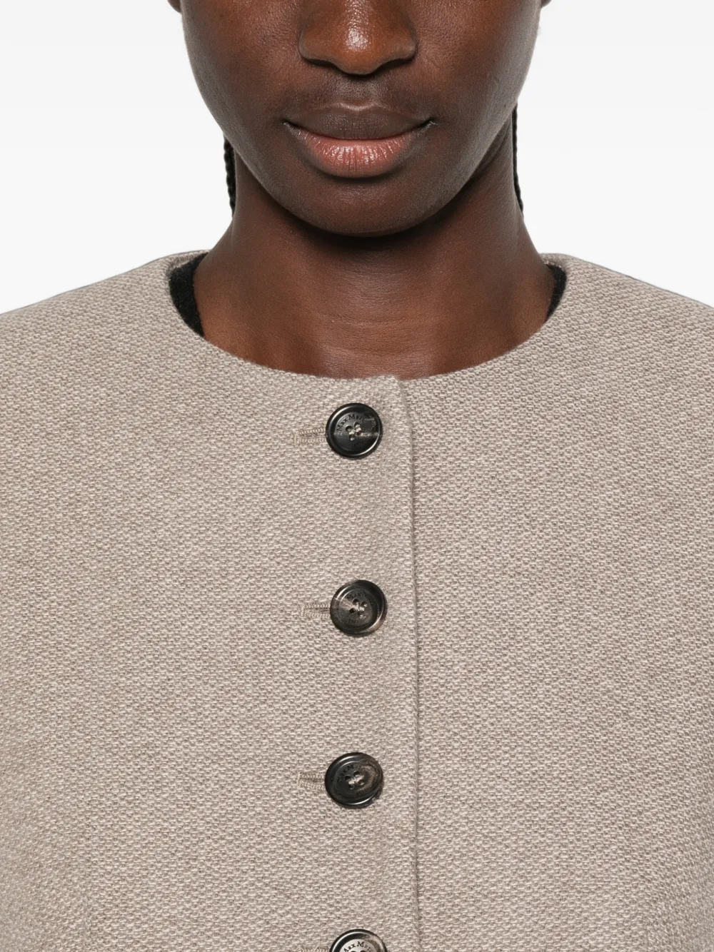 Max Mara Kraagloos button-up jack Beige