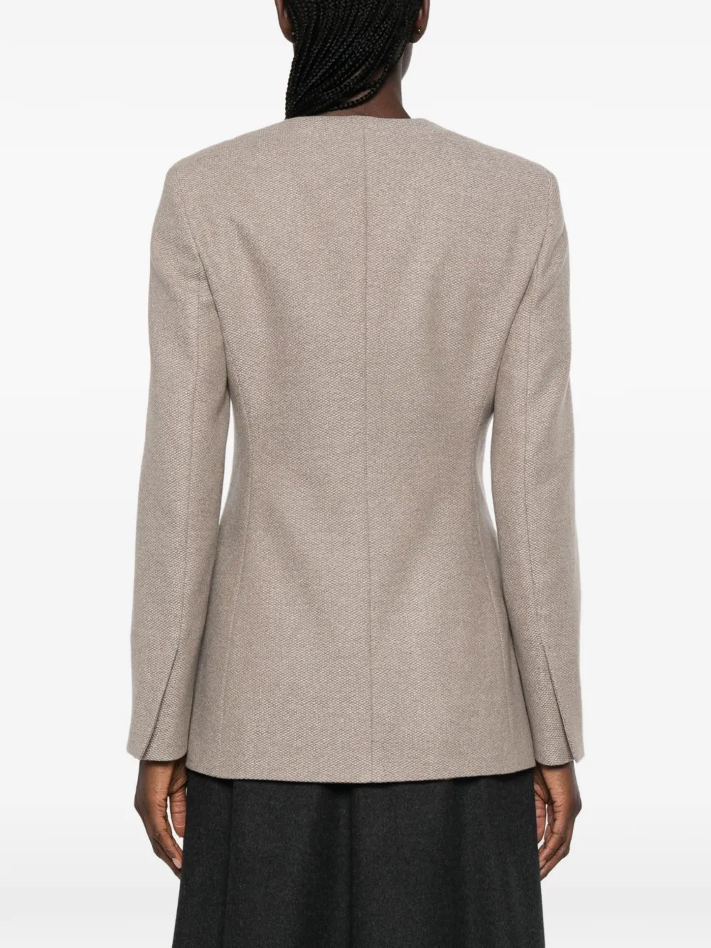 Max Mara Kraagloos button-up jack Beige