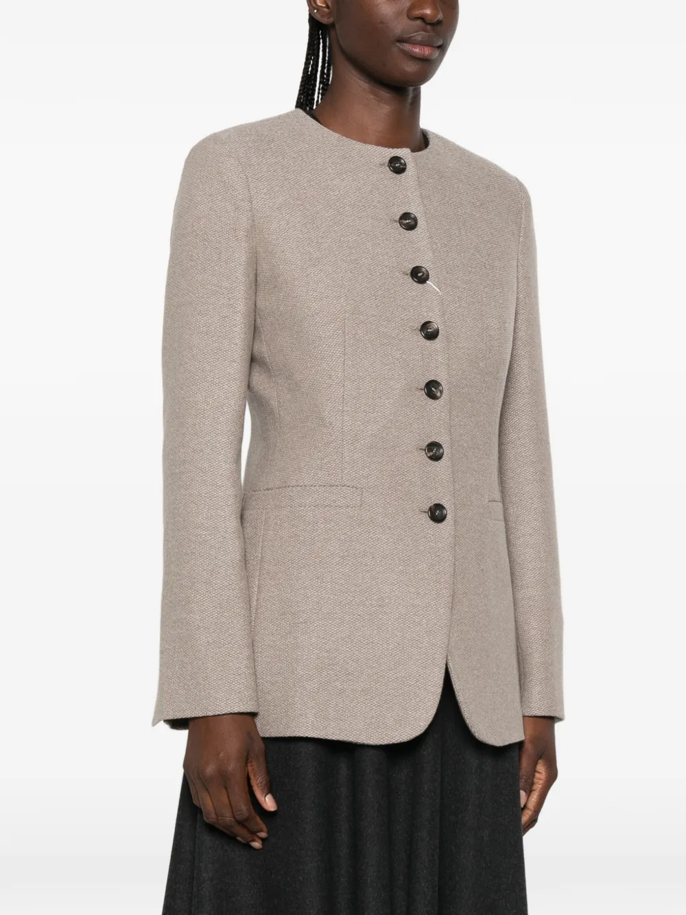 Max Mara Kraagloos button-up jack Beige