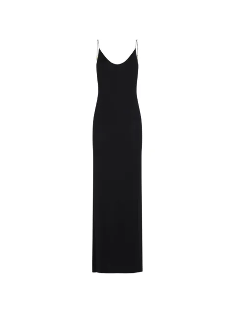 Saint Laurent vestido con espalda descubierta y cadena Cassandre