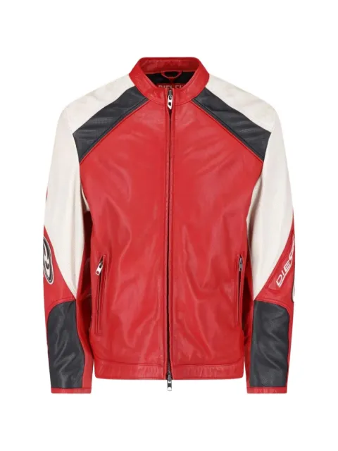 Diesel biker jacket in colour-block perforated leather