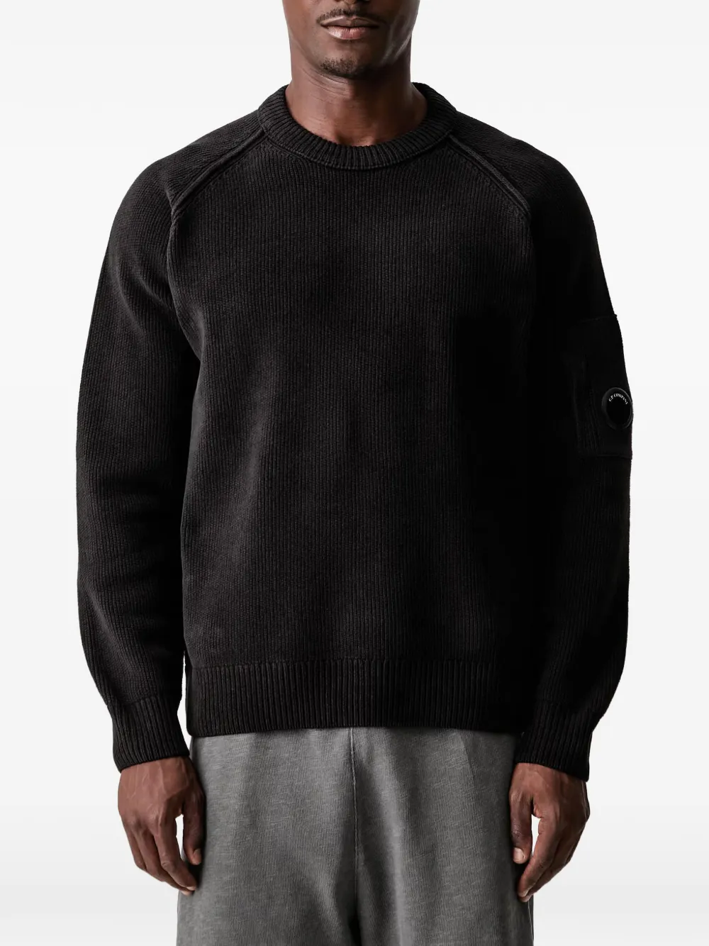 C.P. Company chenille cotton lens crewneck sweater - Schwarz