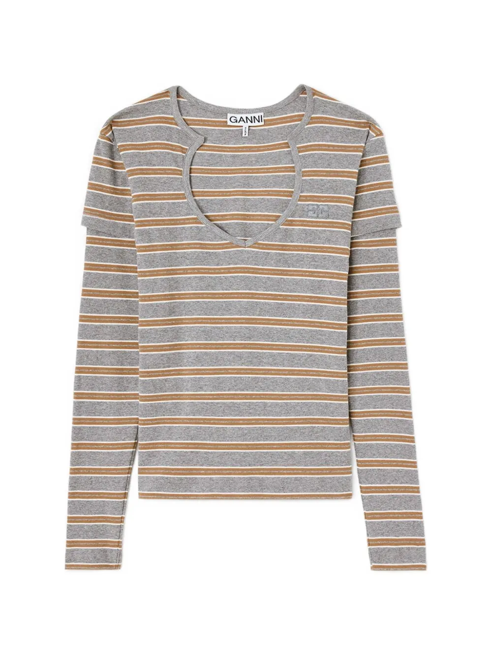 GANNI long-sleeve top in stripe - Grigio