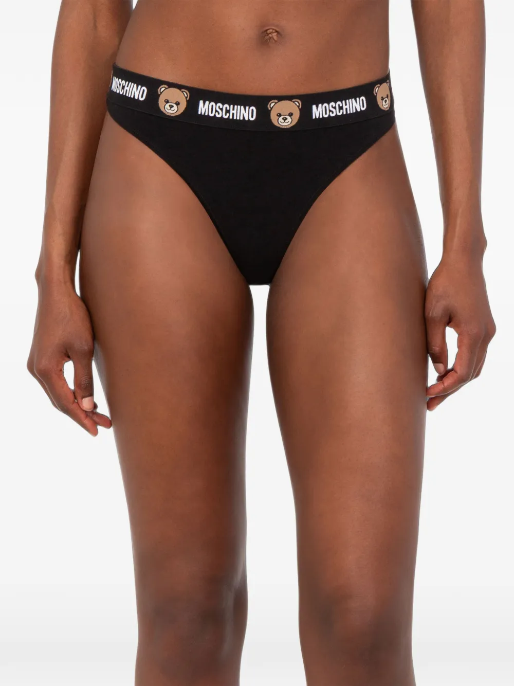 Moschino Drie strings met logoband Beige