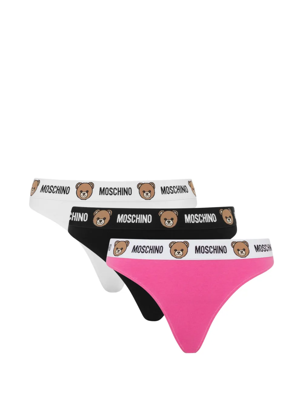 Moschino Drie strings met logoband Beige