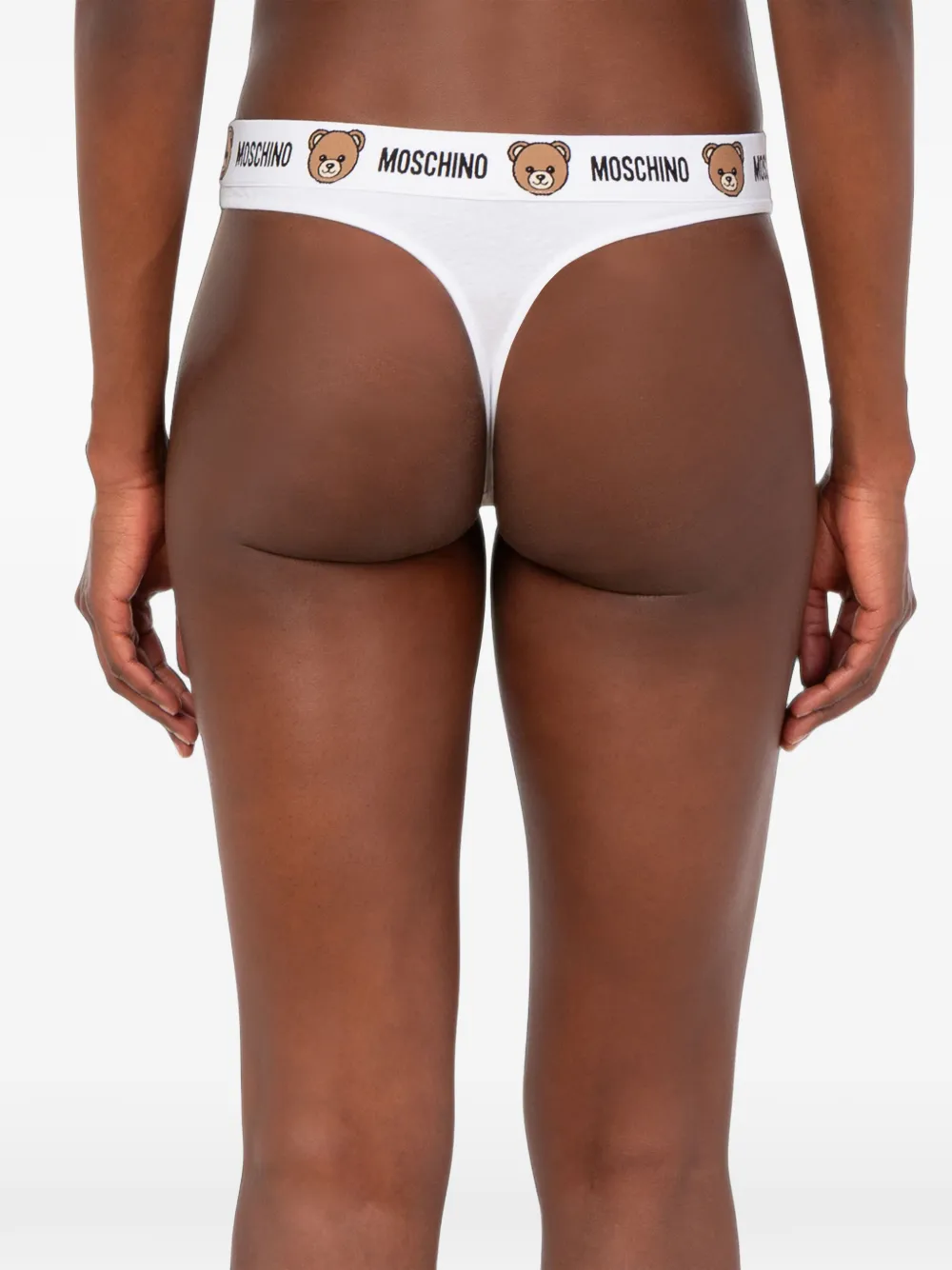 Moschino Drie strings met logoband Beige