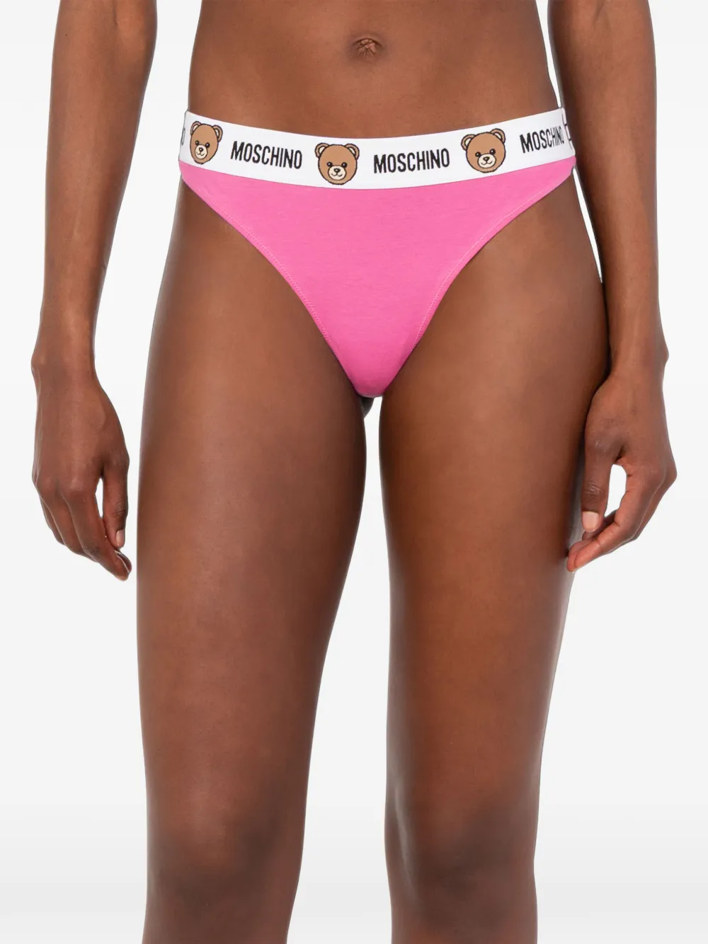 Moschino Drie strings met logoband Beige