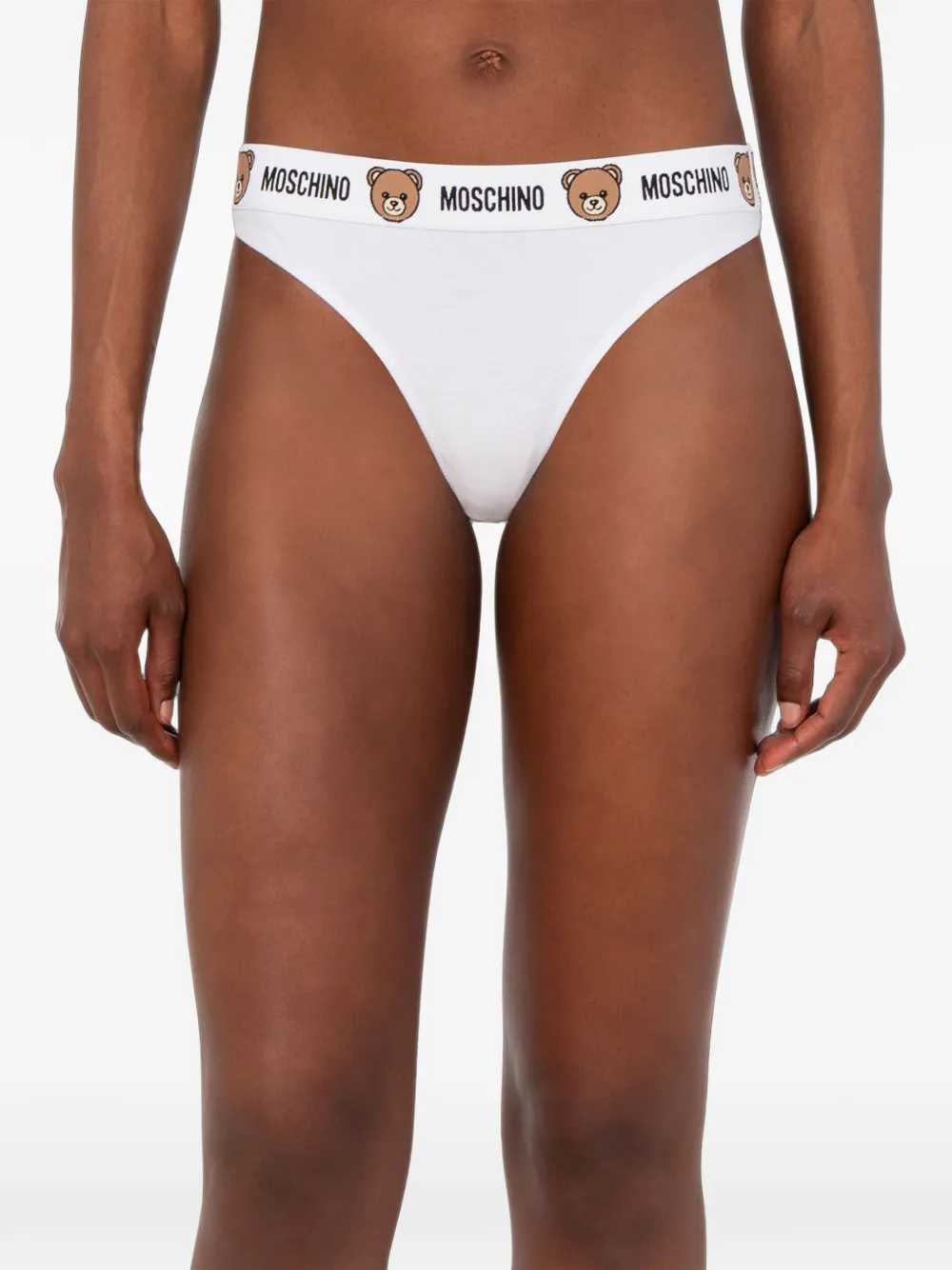 Moschino Drie strings met logoband Beige