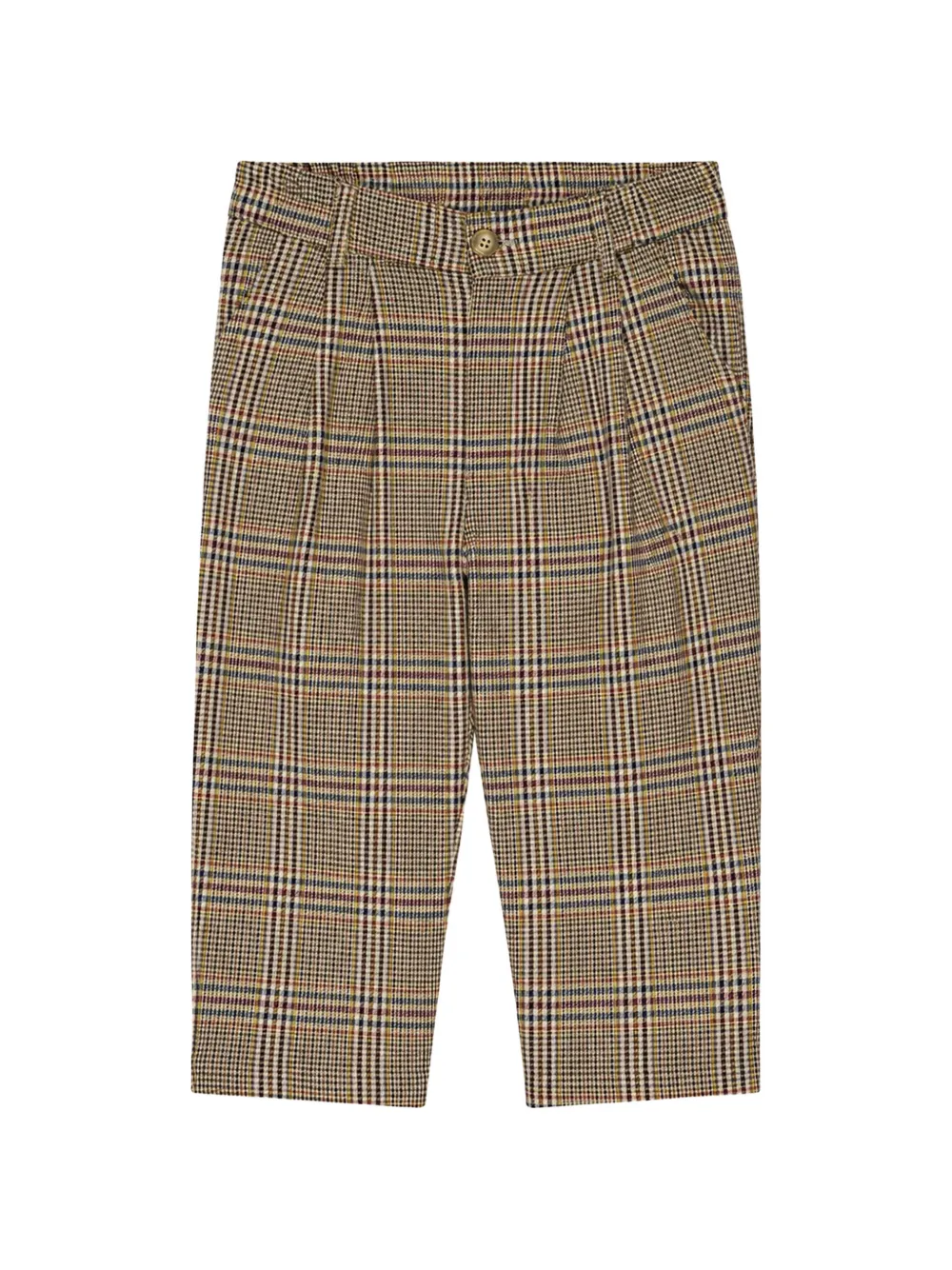 Miss Grant Kids check-pattern pleated trousers - Marrone