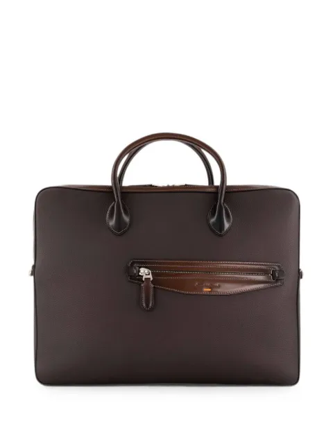 Santoni grained leather tote bag
