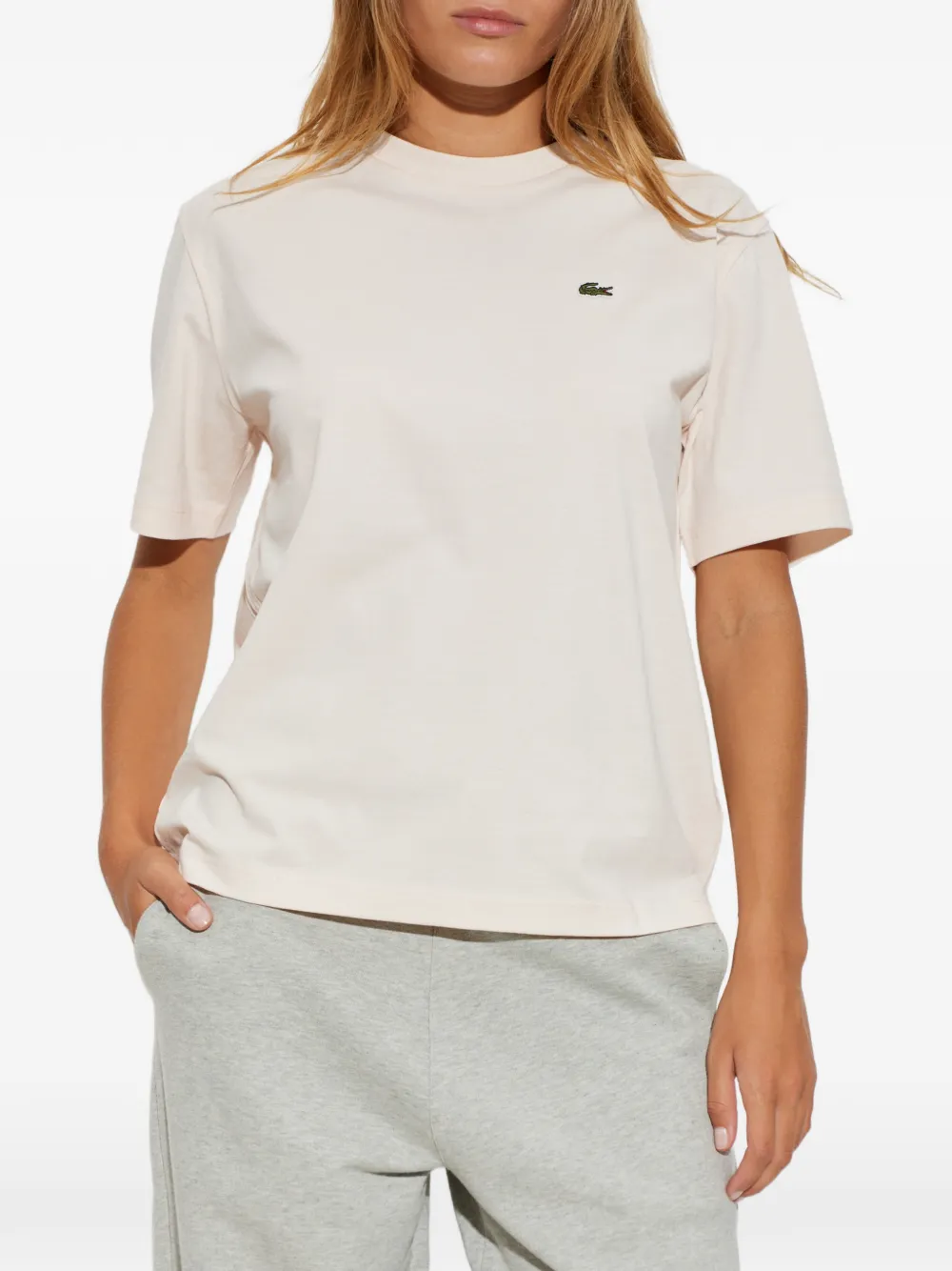 Lacoste T-shirt met logopatch Roze