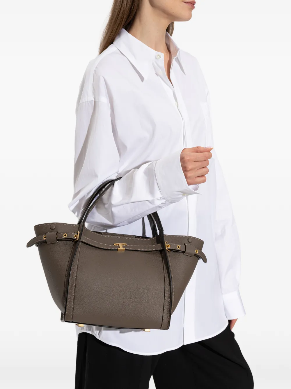 Tod's Kleine T Signature leren shopper Bruin