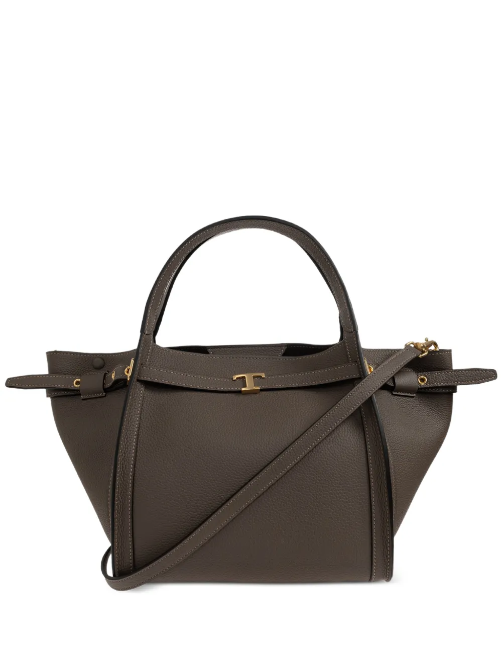 Tod's T Signature shopping bag in leather small - Marrone