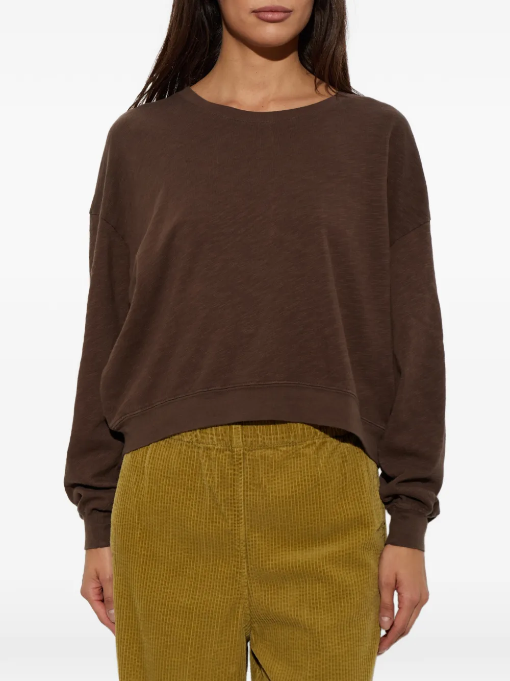 American Vintage Sonoma T-shirt met katoenen slub Bruin