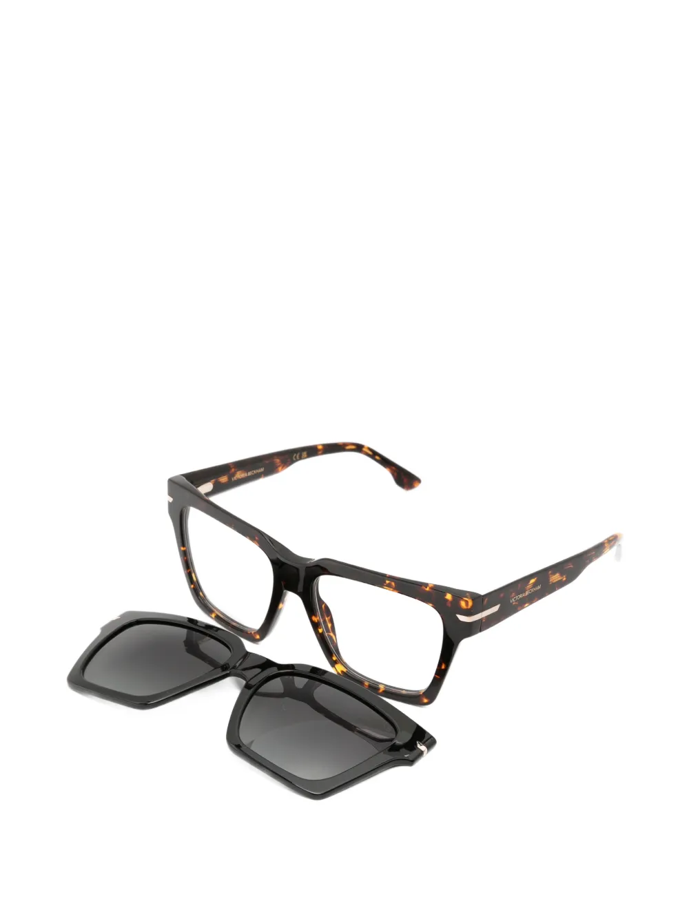 Victoria Beckham Eyewear Clip-on zonnebril met vierkant montuur Bruin