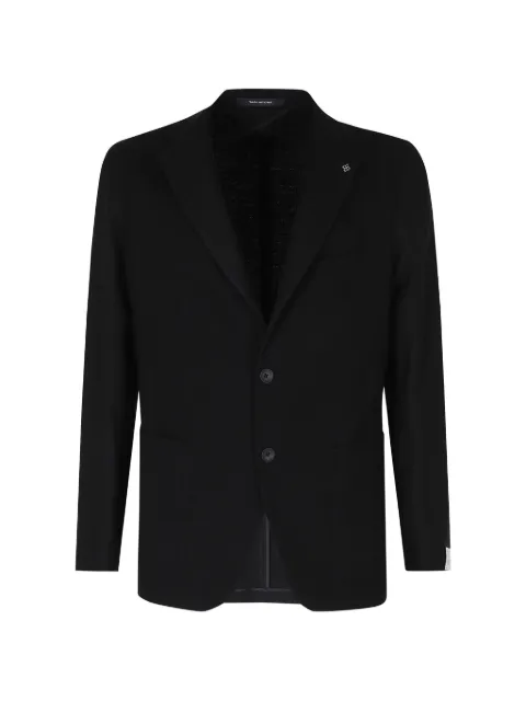 Tagliatore logo-pin single-breasted wool blazer
