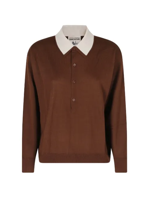 Semicouture Cassie contrast-collar polo sweater