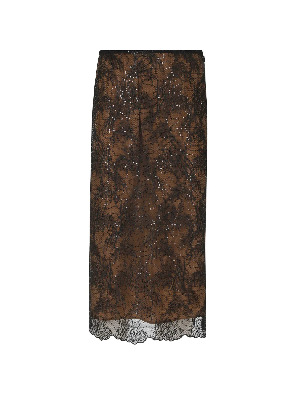 Semicouture Camilla rok met kant en pailletten Bruin