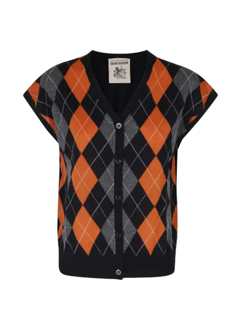 Semicouture ærmeløs Amie cardigan med argylemønster