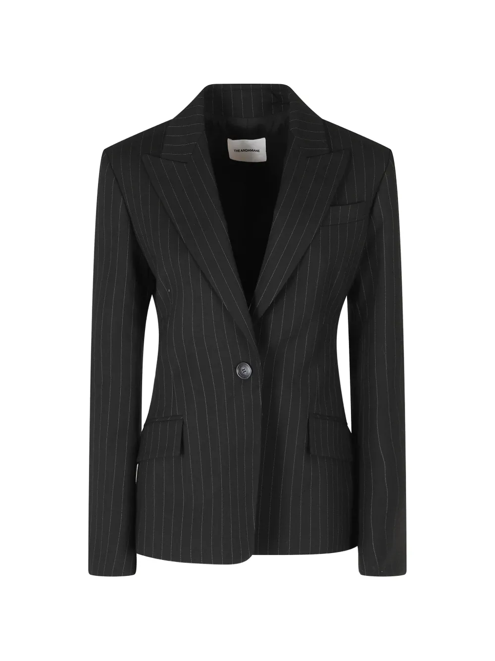 THE ANDAMANE Bianca pinstripe single-breasted blazer - Schwarz