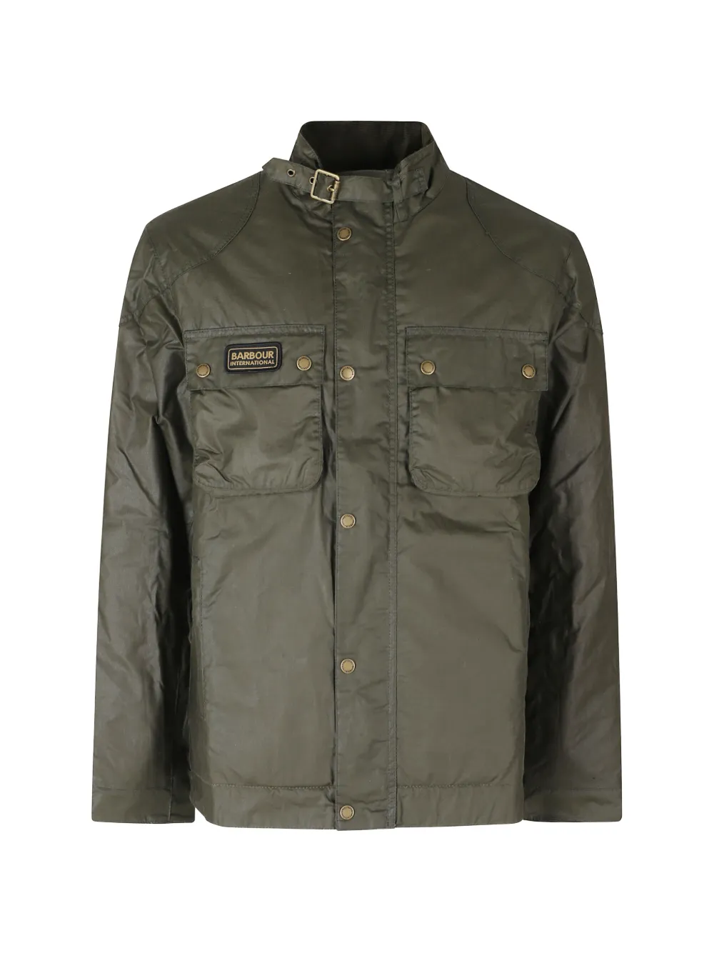 Barbour International Winter Merton buckle-collar logo-patch jacket