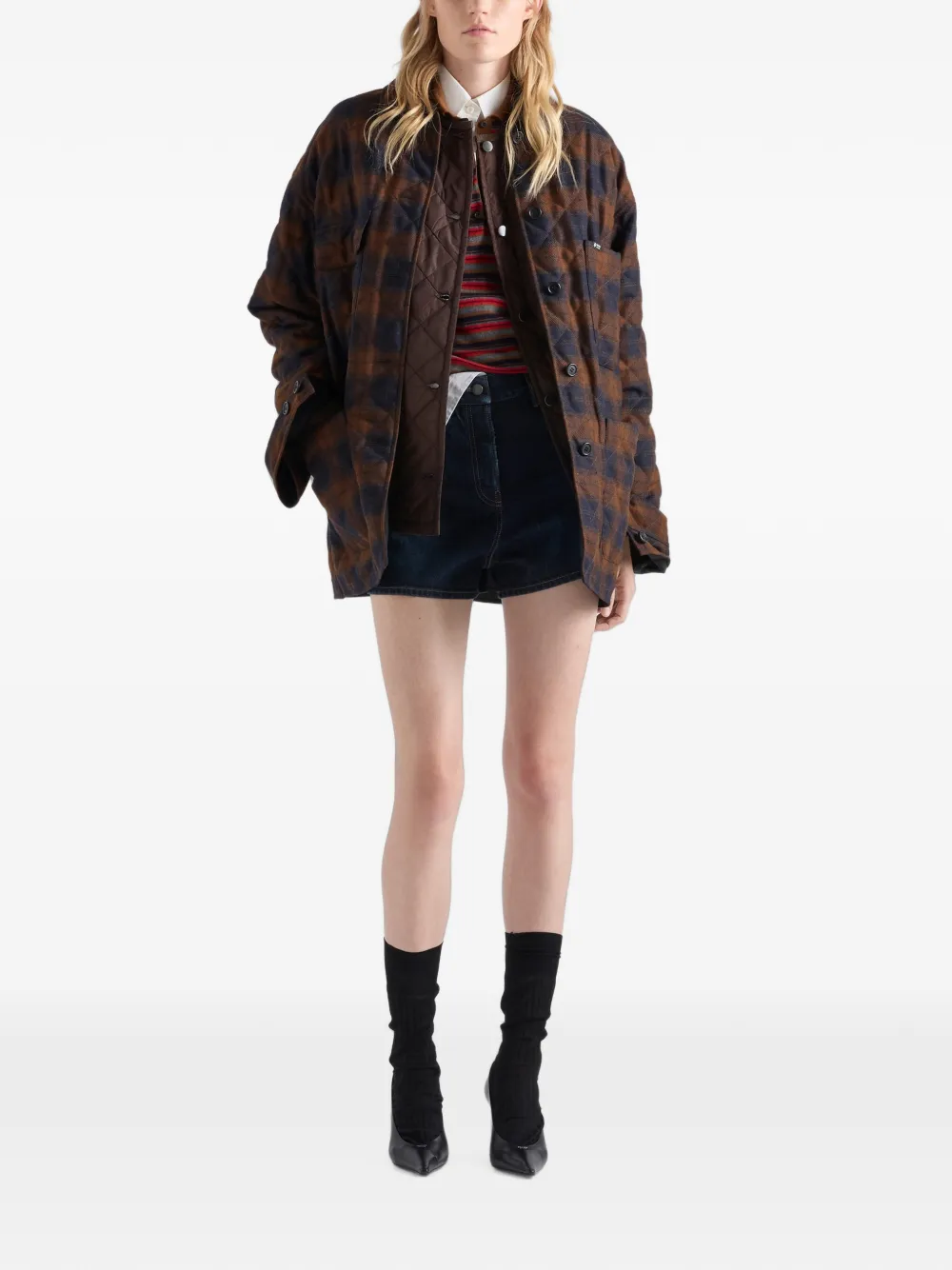 Prada Re-Nylon gewatteerd lichtgewicht jack Bruin