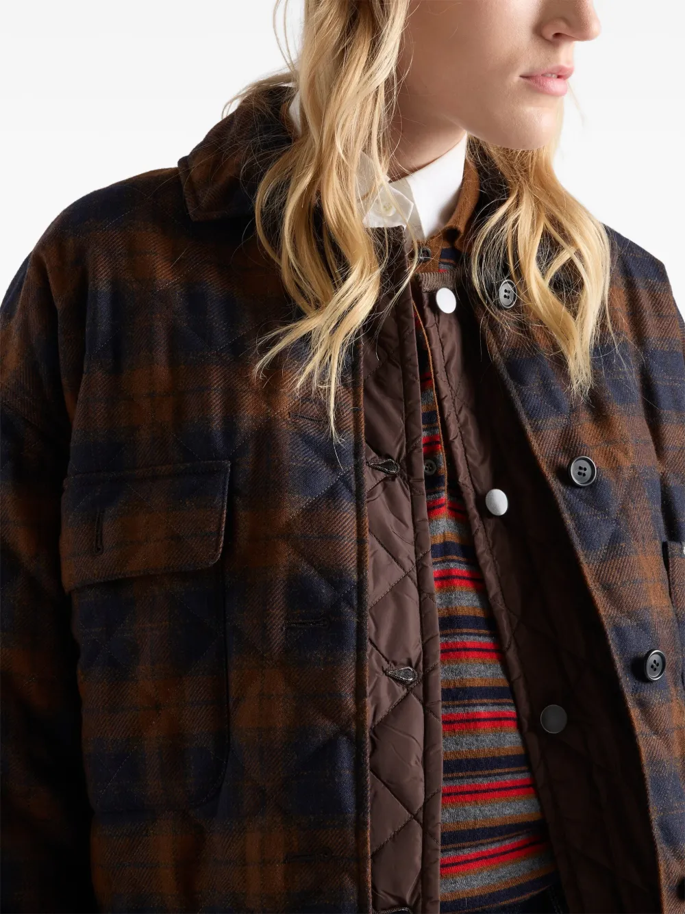 Prada Re-Nylon gewatteerd lichtgewicht jack Bruin