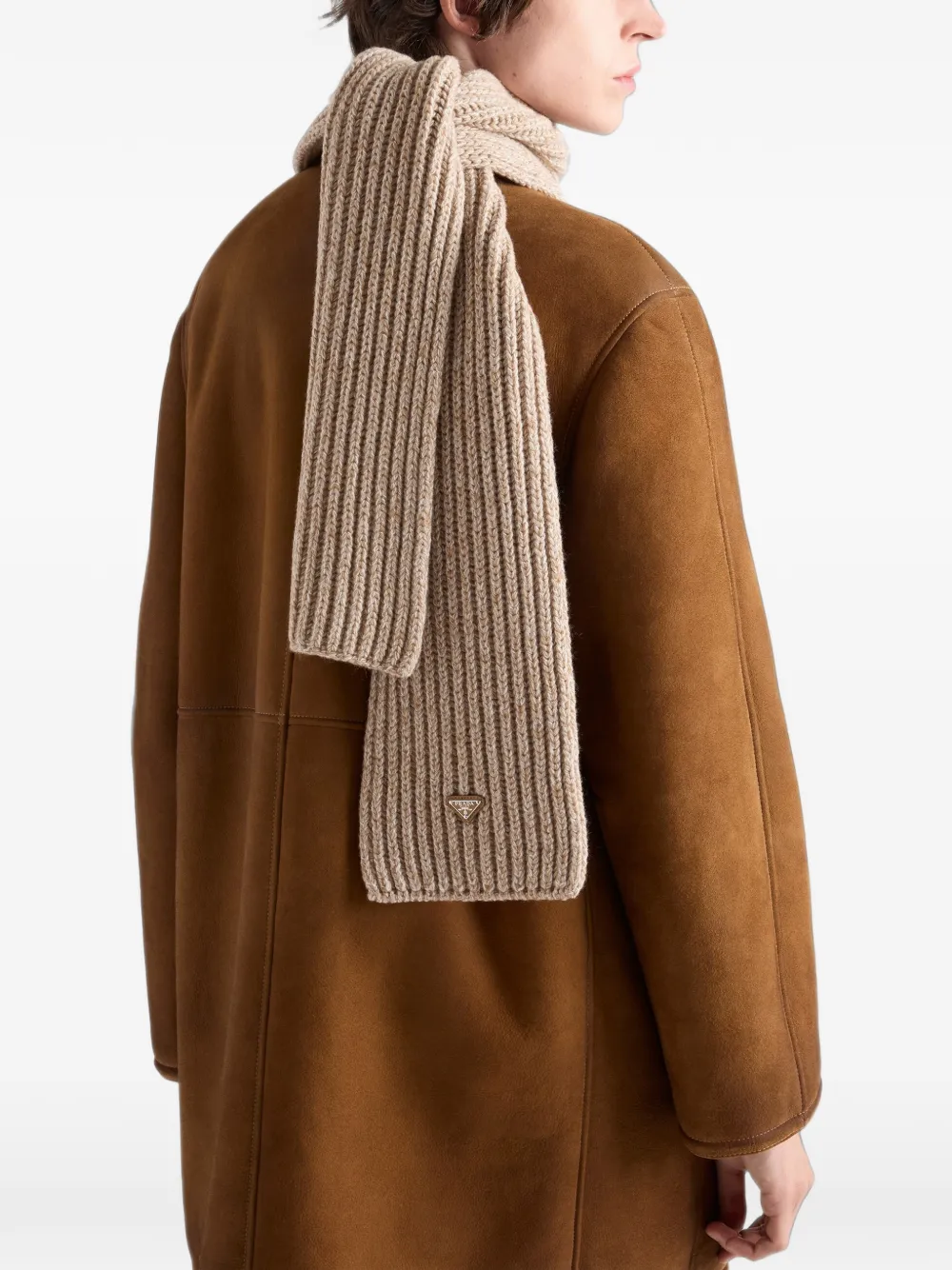 Prada Wollen en kasjmier sjaal Beige