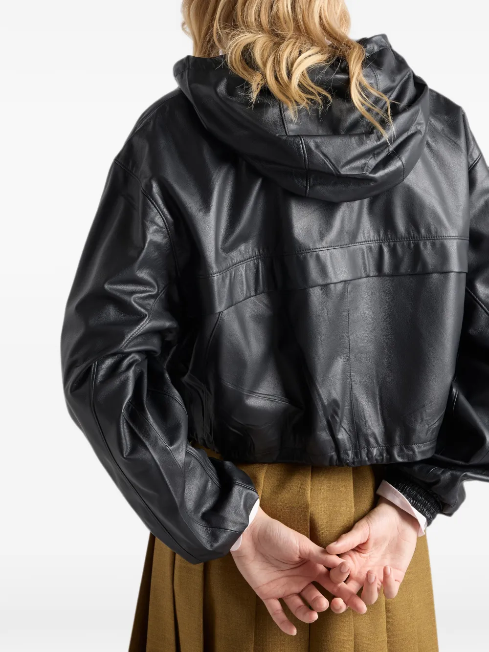 Prada Jack van nappaleer met capuchon Zwart