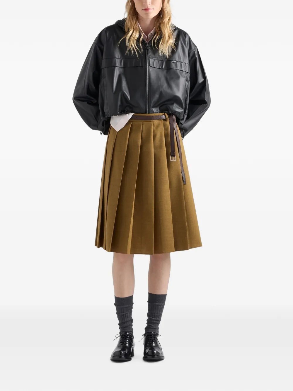 Prada Jack van nappaleer met capuchon Zwart
